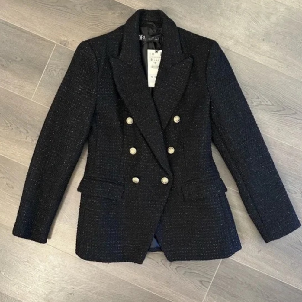 NWT Zara black tweed jacket (Sz S)